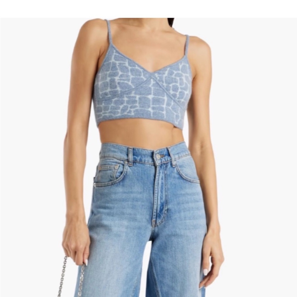 Naadam Women's Jacquard-Knit Cashmere Crop Tank top size XSmall